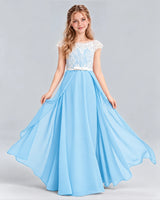 Sky Blue A-line Junior Bridesmaid Dress Front
