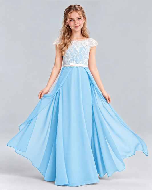 Sky Blue A-line Junior Bridesmaid Dress Front