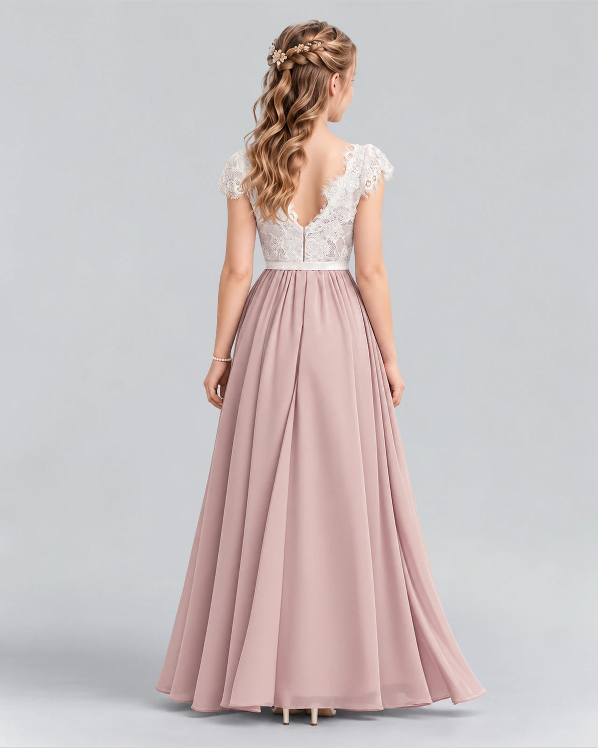 Dusty Rose A-line Junior Bridesmaid Dress Back [Shared]