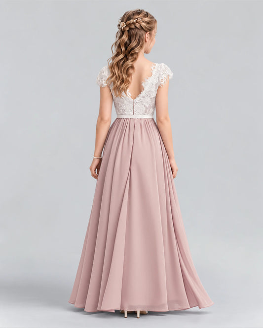 Dusty Rose A-line Junior Bridesmaid Dress Back [Shared]