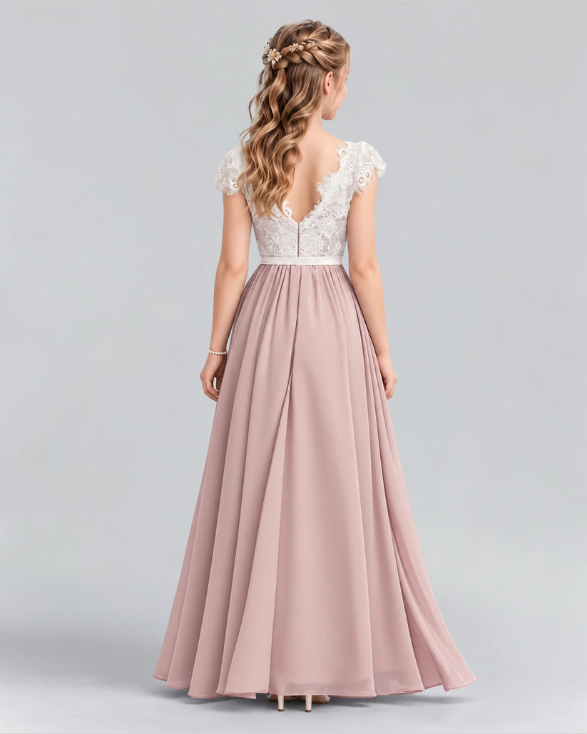 Dusty Rose A-line Junior Bridesmaid Dress Back [Shared]