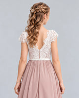 Dusty Rose A-line Junior Bridesmaid Dress Back_Detail [Shared]