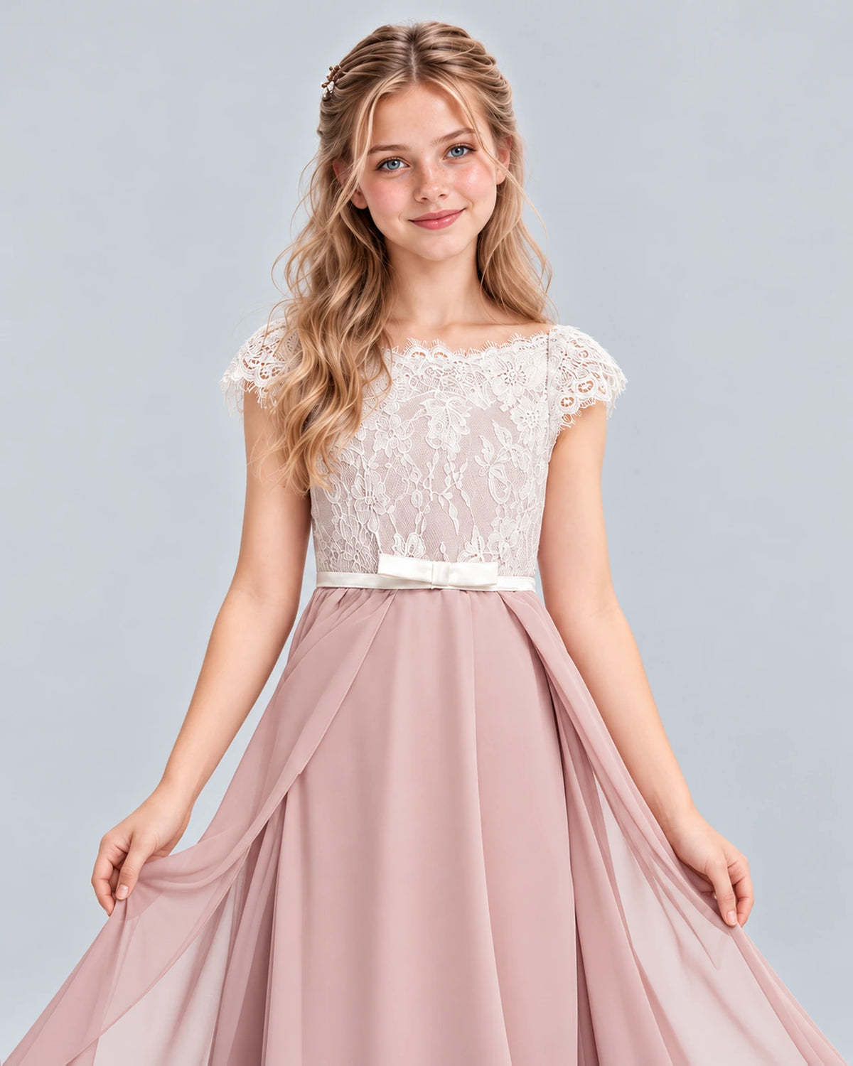 Dusty Rose A-line Junior Bridesmaid Dress Detail [Shared]