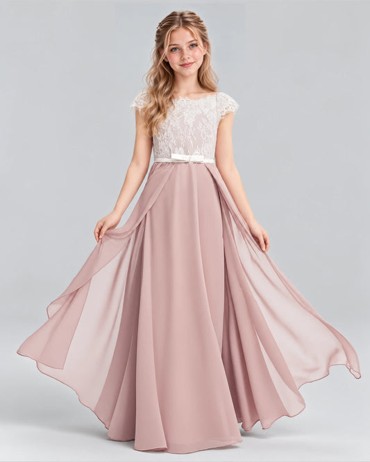 Dusty Rose A-line Junior Bridesmaid Dress Front