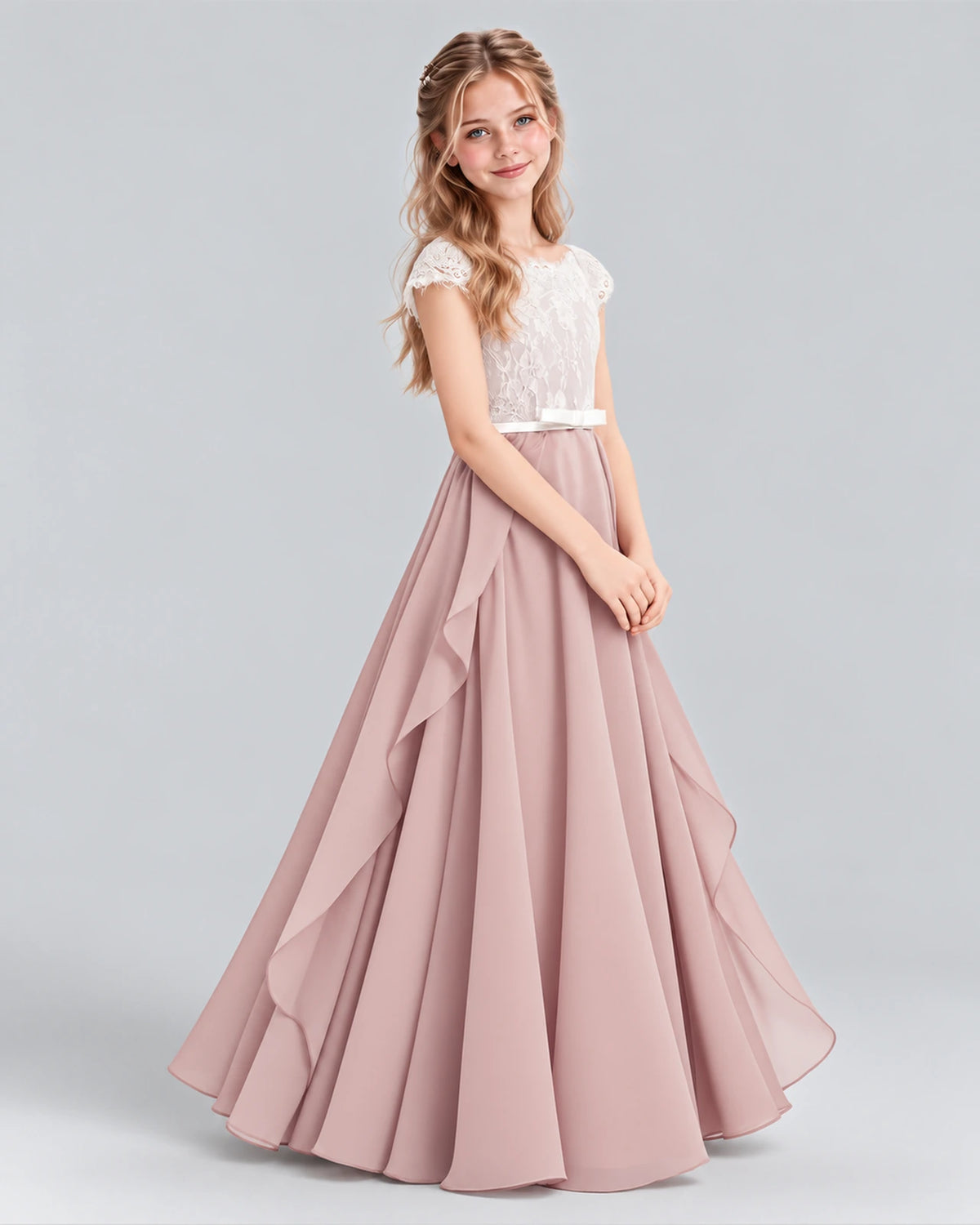 Dusty Rose A-line Junior Bridesmaid Dress Side [Shared]