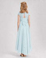 Baby Blue Chiffon A-line Junior Bridesmaid Dress Back View