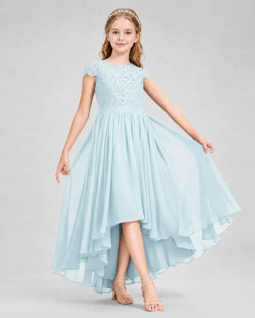 Baby Blue Chiffon A-line Junior Bridesmaid Dress Front View