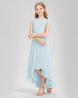 Baby Blue Chiffon A-line Junior Bridesmaid Dress Front View