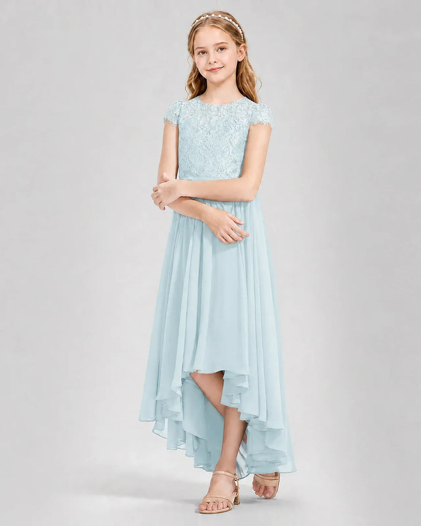 Baby Blue Chiffon A-line Junior Bridesmaid Dress Front View