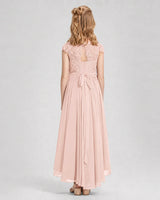 Blush Pink Chiffon A-line Junior Bridesmaid Dress Back View