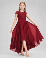 Burgundy Chiffon A-line Junior Bridesmaid Dress Front View