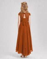 Burnt Orange Chiffon A-line Junior Bridesmaid Dress Back View