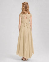 Champagne Chiffon A-line Junior Bridesmaid Dress Back View