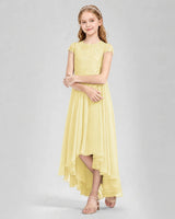 Daffodil Chiffon A-line Junior Bridesmaid Dress Front View