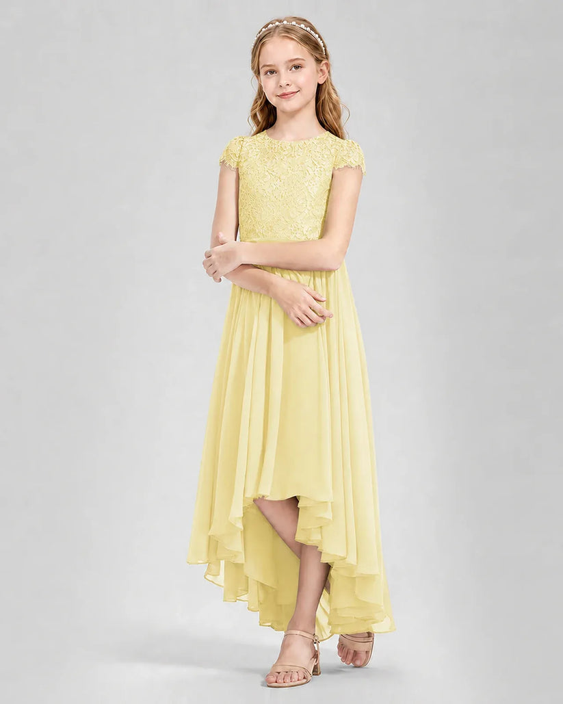 Daffodil Chiffon A-line Junior Bridesmaid Dress Front View