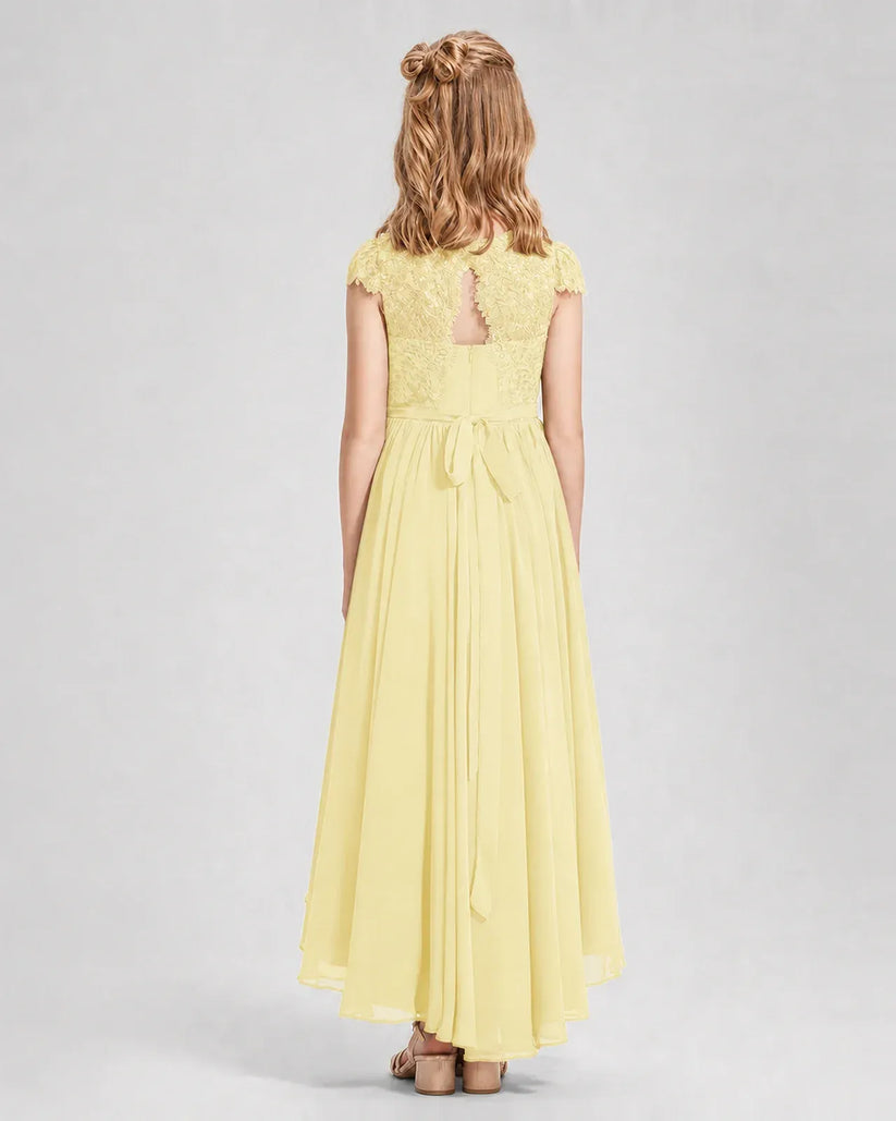 Daffodil Chiffon A-line Junior Bridesmaid Dress Back View