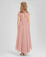 Dusty Rose Chiffon A-line Junior Bridesmaid Dress Back View