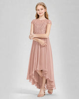 Dusty Rose Chiffon A-line Junior Bridesmaid Dress Front View