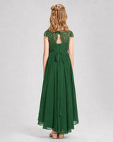 Emerald Green Chiffon A-line Junior Bridesmaid Dress Back View