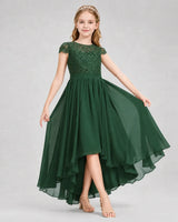 Emerald Green Chiffon A-line Junior Bridesmaid Dress Front View