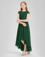 Emerald Green Chiffon A-line Junior Bridesmaid Dress Front View