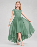 Eucalyptus Chiffon A-line Junior Bridesmaid Dress Front View