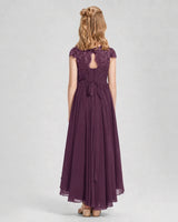 Grape Chiffon A-line Junior Bridesmaid Dress Back View