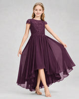 Grape Chiffon A-line Junior Bridesmaid Dress Front View