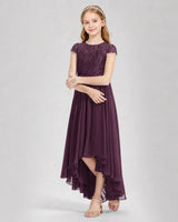 Grape Chiffon A-line Junior Bridesmaid Dress Front View