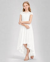Ivory Chiffon A-line Junior Bridesmaid Dress Front View