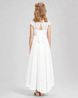 Ivory Chiffon A-line Junior Bridesmaid Dress Back View
