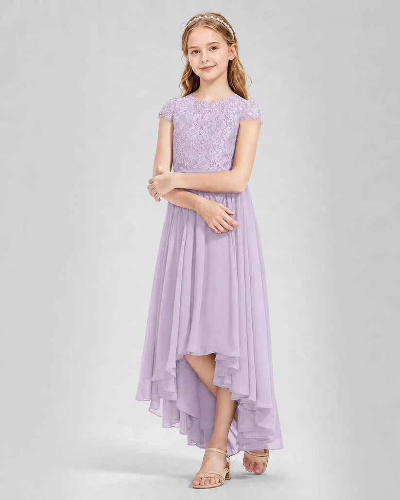 Lavender Chiffon A-line Junior Bridesmaid Dress Front View