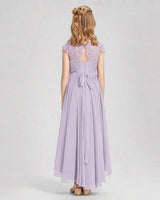 Lavender Chiffon A-line Junior Bridesmaid Dress Back View