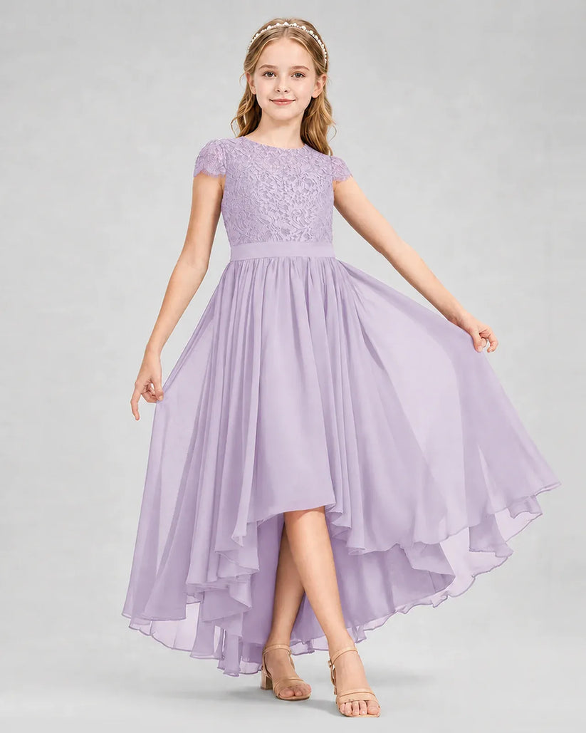 Lavender Chiffon A-line Junior Bridesmaid Dress Front View