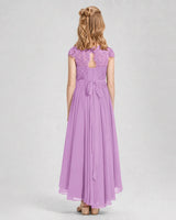 Lilac Chiffon A-line Junior Bridesmaid Dress Back View