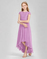 Lilac Lace A-line Junior Bridesmaid Dress Front View