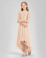 Peach Chiffon A-line Junior Bridesmaid Dress Front View