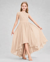Peach Chiffon A-line Junior Bridesmaid Dress Front View