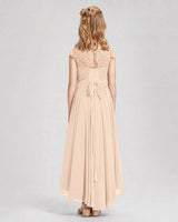 Peach Chiffon A-line Junior Bridesmaid Dress Back View