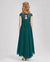 Peacock Chiffon A-line Junior Bridesmaid Dress Back View