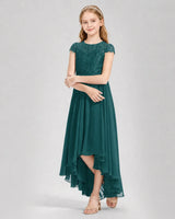 Peacock Chiffon A-line Junior Bridesmaid Dress Front View