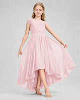 Pink Chiffon A-line Junior Bridesmaid Dress Front View
