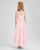 Pink Chiffon A-line Junior Bridesmaid Dress Back View