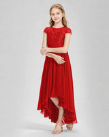 Red Chiffon A-line Junior Bridesmaid Dress Front View
