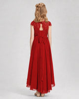 Red Chiffon A-line Junior Bridesmaid Dress Back View