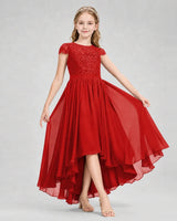Red Chiffon A-line Junior Bridesmaid Dress Front View