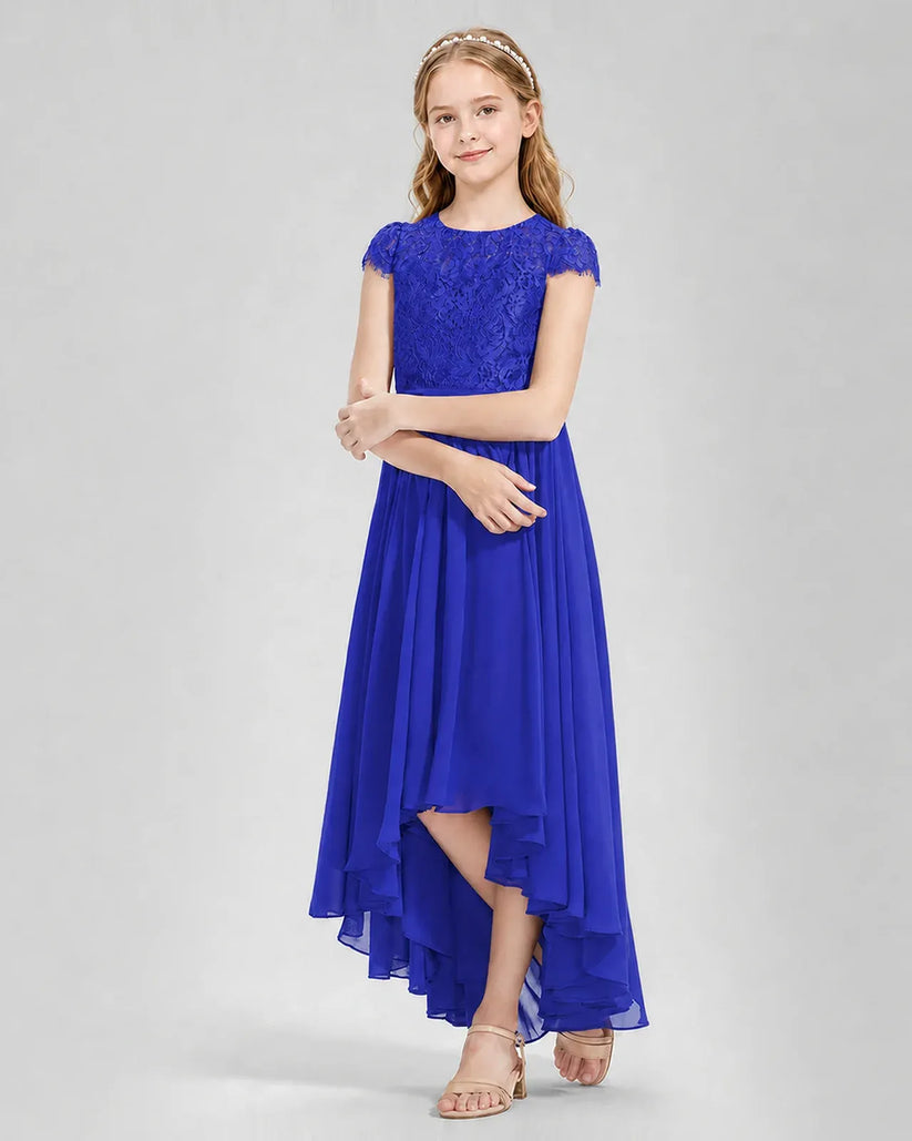 Royal Blue Chiffon A-line Junior Bridesmaid Dress Front View