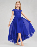 Royal Blue Chiffon A-line Junior Bridesmaid Dress Front View