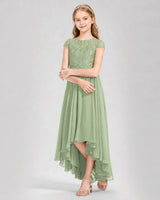 Sage Green Chiffon A-line Junior Bridesmaid Dress Front View