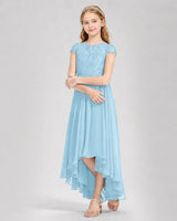 Sky Blue Chiffon A-line Junior Bridesmaid Dress Front View